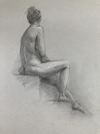 Stratton - Seated - Charcoal Pencil - 12in x 10in
