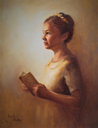 Stratton - Poetry Reading - Oil - 18in x 14in