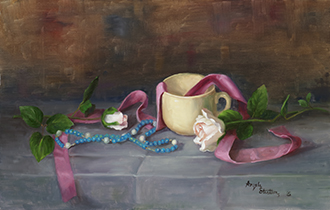 Stratton - Rose with Ribbon - Oil - 14in x 22in